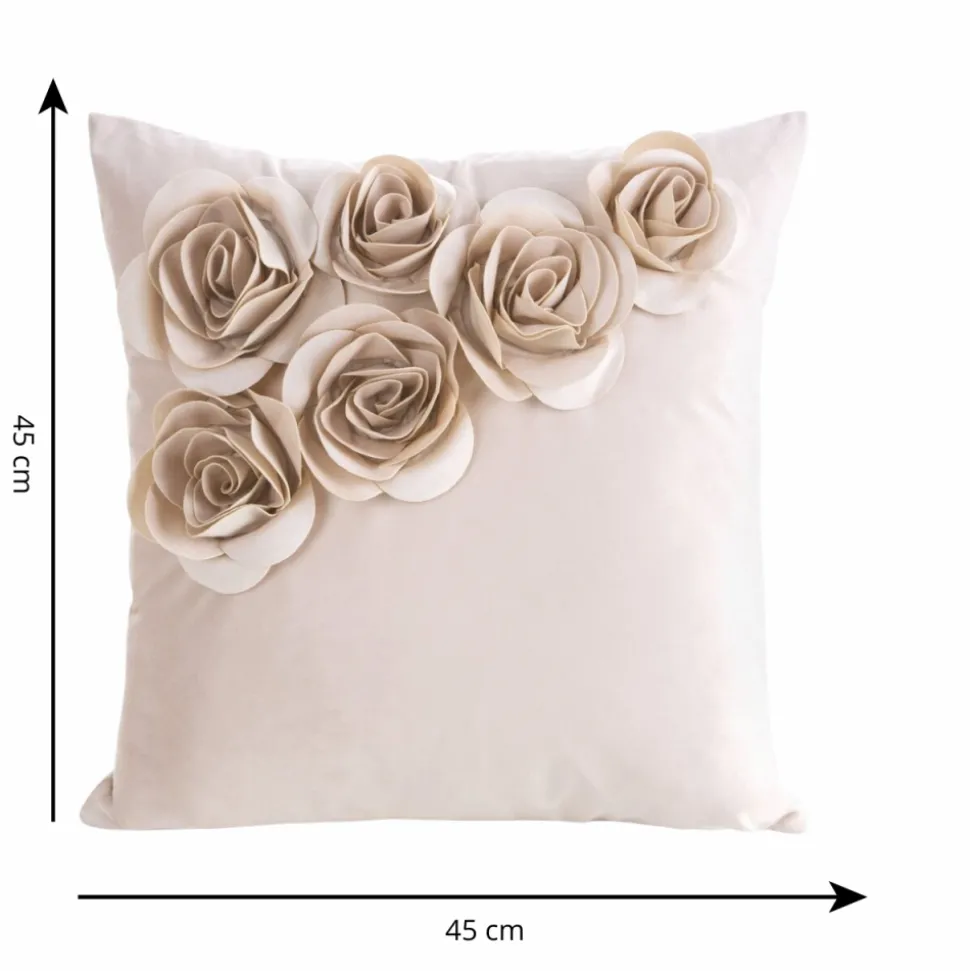 Poszewka FLORES róże 3D 45x45 puder