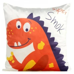 Poszewka KIDS8 45x45 cm biała welwet smok