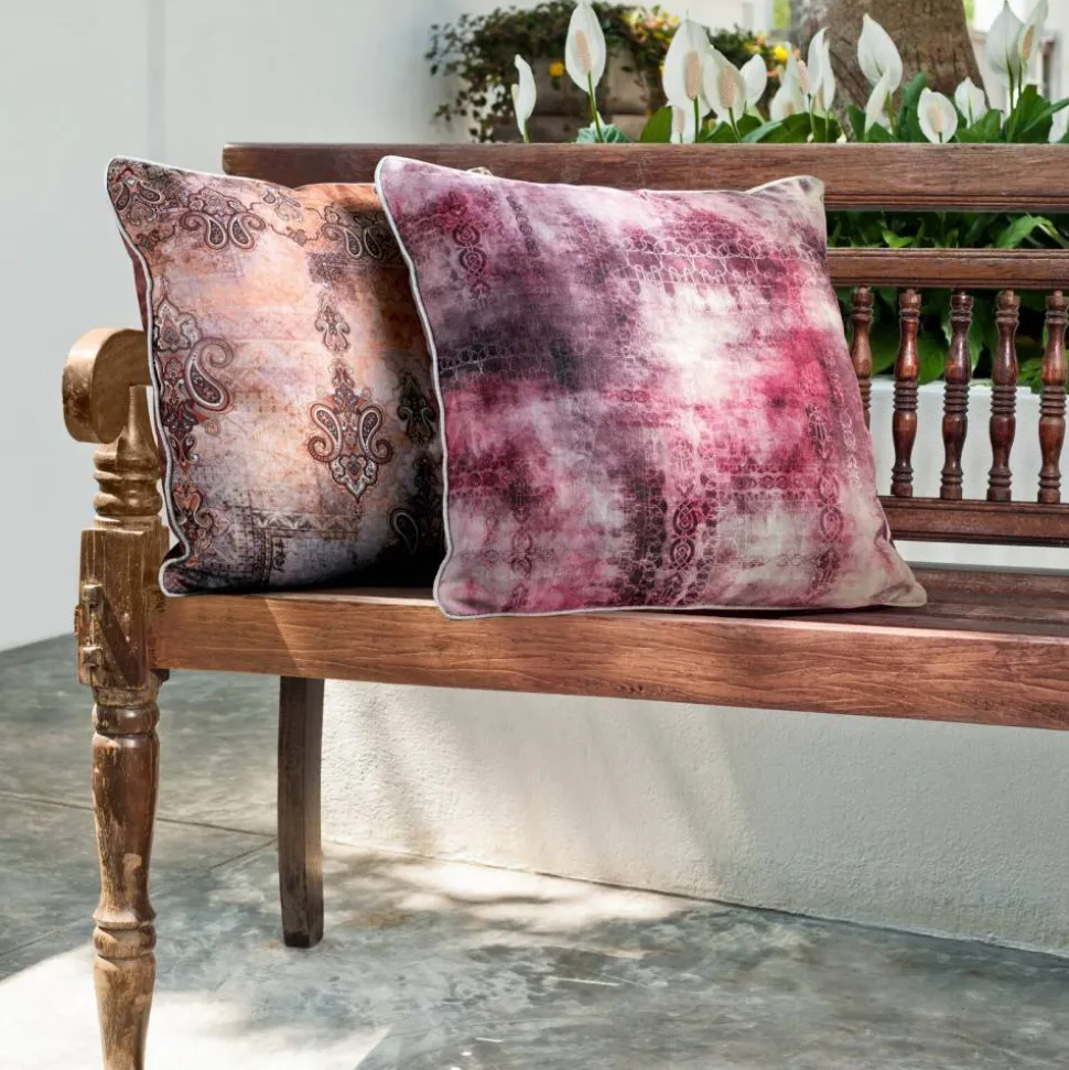 Poszewka LEN/19 45x45 bordo+krem