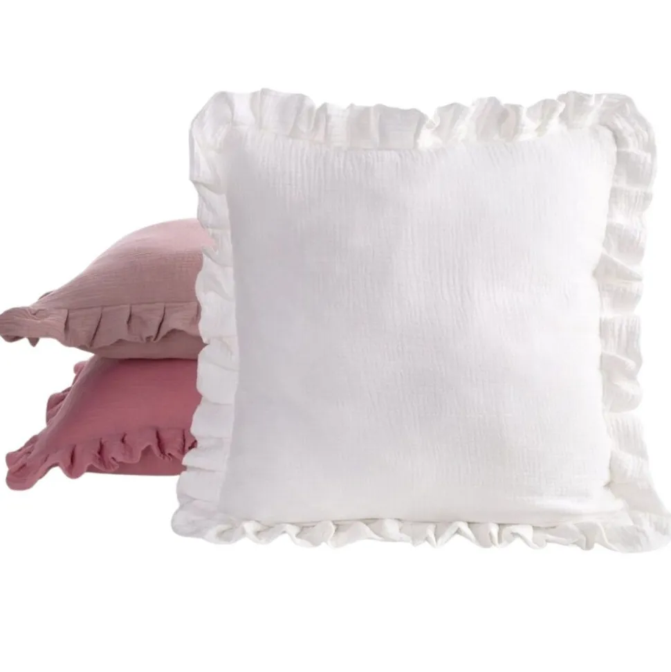 Poszewka MUSLIN 1 falbanka 45x45 cm róż