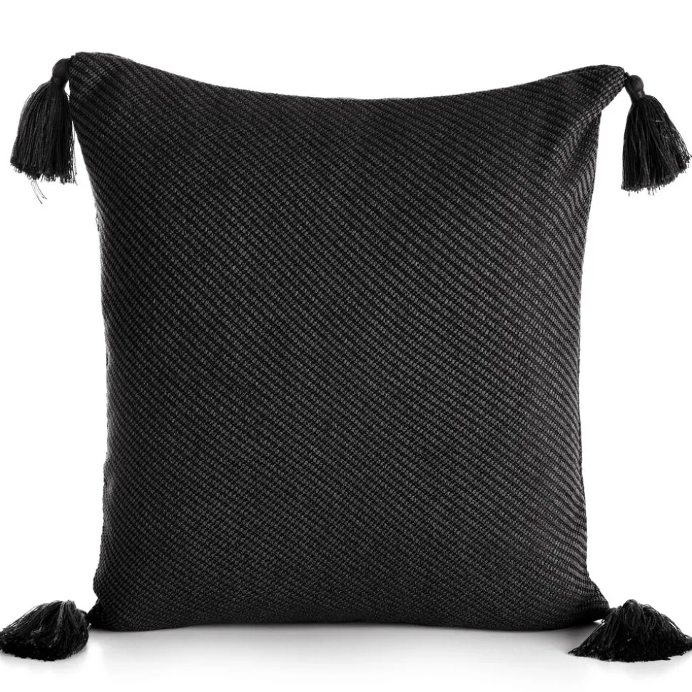 Poszewka POLY 07 czarna 45x45 chwosty