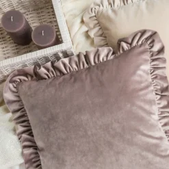 Poszewka VELVET 45x45 falbana ceglany