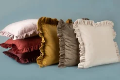 Poszewka VELVET 45x45 falbana ceglany