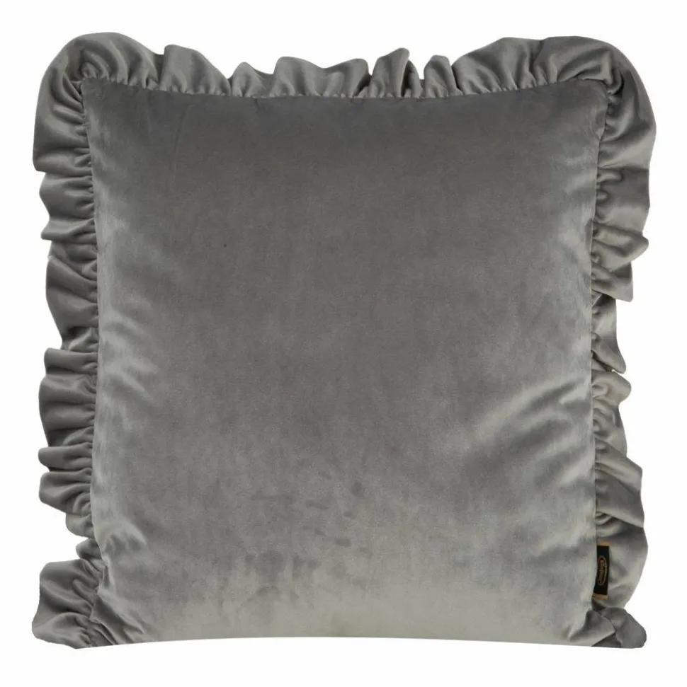 Poszewka VELVET 45x45 falbana srebrna