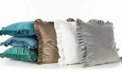 Poszewka VELVET 45x45 falbana srebrna