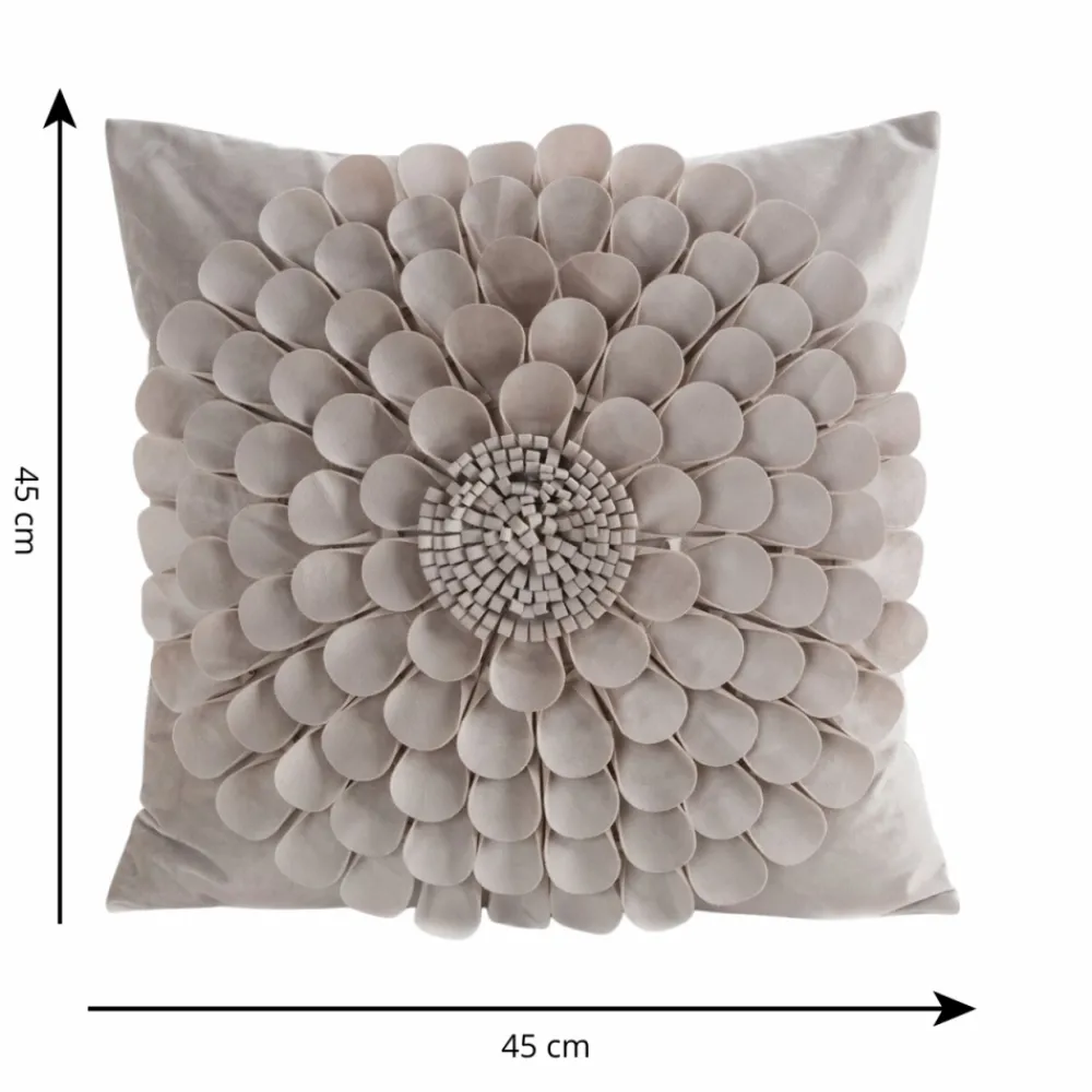 Poszewka FLORES kwiat 3D 45x45 beż * EUROFIRANY B.B. Choczyńscy Sp.J. Discount