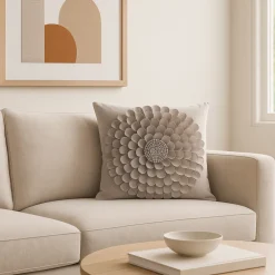 Poszewka FLORES kwiat 3D 45x45 beż * EUROFIRANY B.B. Choczyńscy Sp.J. Discount
