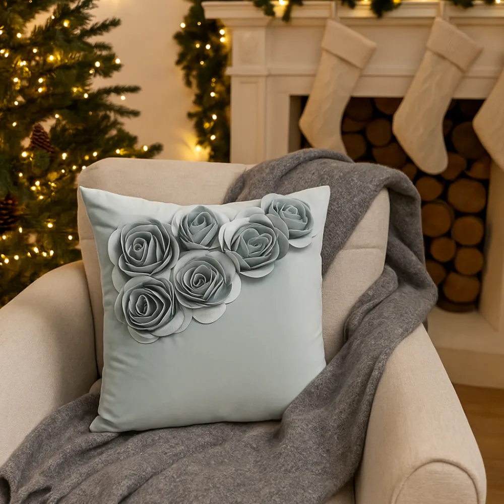 Poszewka FLORES róże 3D 45x45 mięta * EUROFIRANY B.B. Choczyńscy Sp.J. Discount
