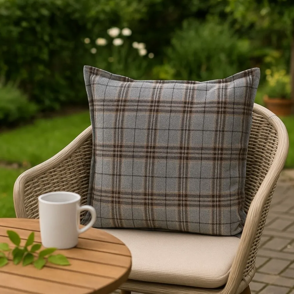 Poszewka ogrodowa GARDEN 45x45 cm srebrna krata * EUROFIRANY B.B. Choczyńscy Sp.J. Discount