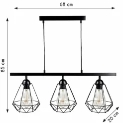 Potrójna lampa wisząca Diamante