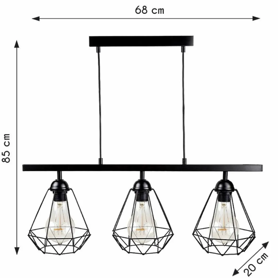 Potrójna lampa wisząca Diamante