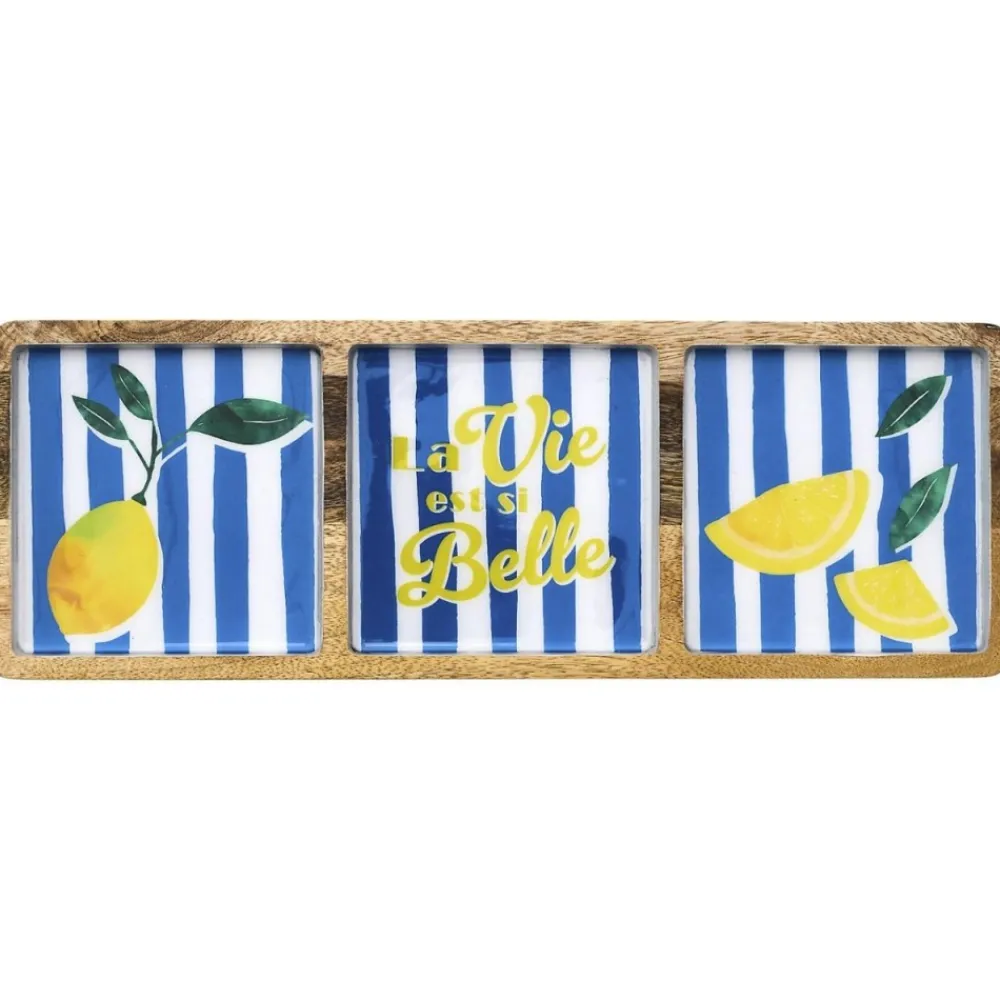 Prostokątna patera z drewna mango do serwowania 40 cm * HowHomely Discount