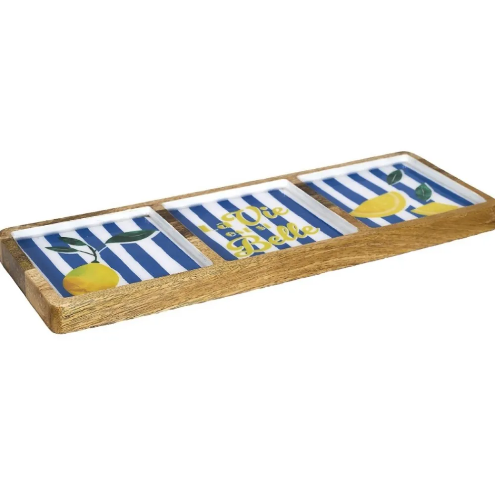 Prostokątna patera z drewna mango do serwowania 40 cm * HowHomely Discount