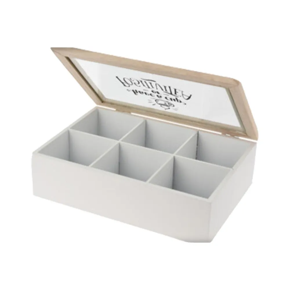 Pudełko na herbatę z przegródkami szare * Excellent Houseware