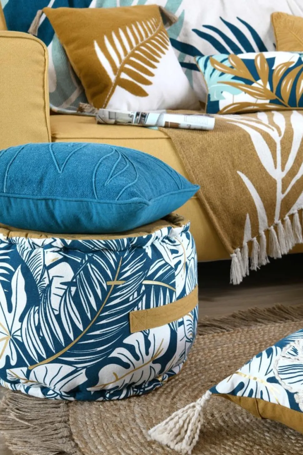 Pufa ALOHA 40x30 boho liście