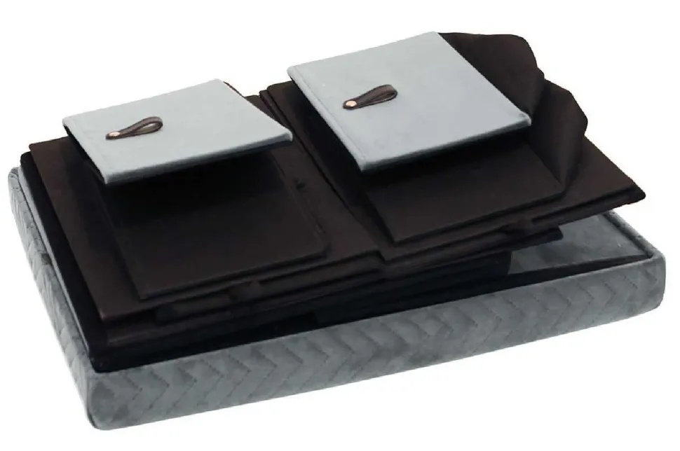Pufa CUBIX organizer z szufladami szara