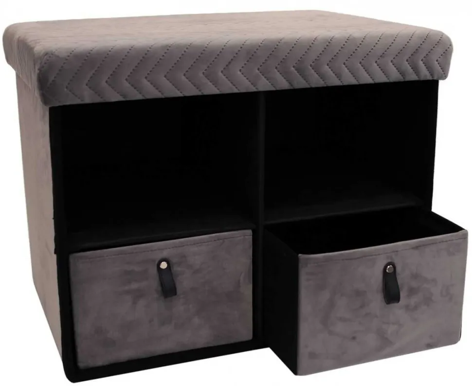Pufa CUBIX organizer z szufladami szara