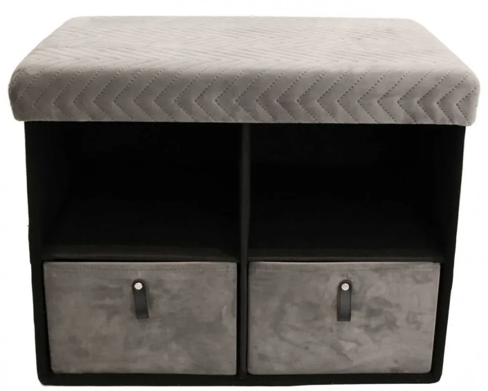 Pufa CUBIX organizer z szufladami szara