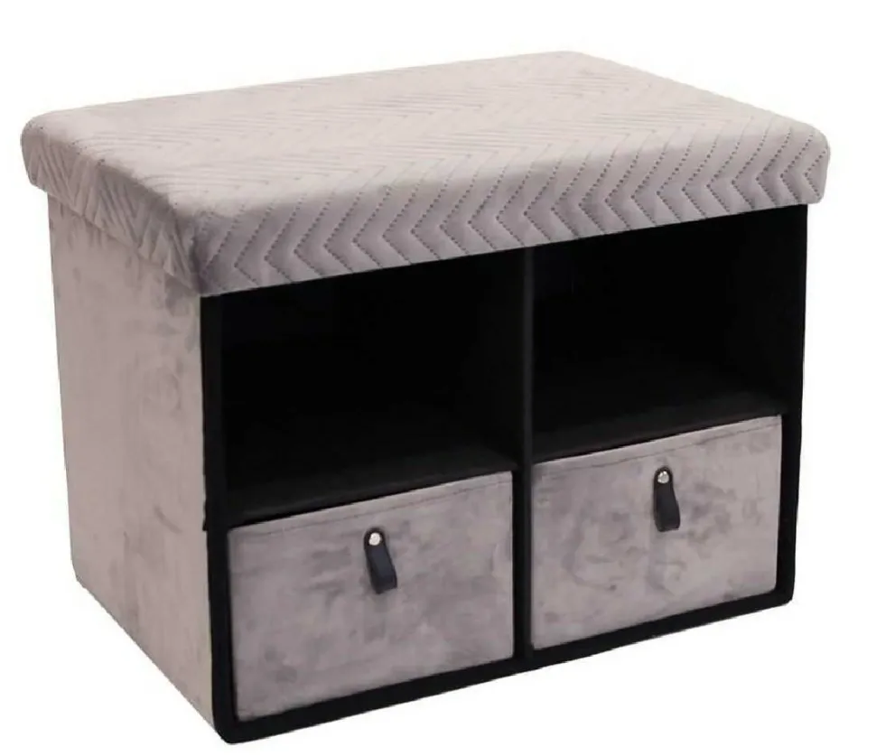 Pufa CUBIX organizer z szufladami szara
