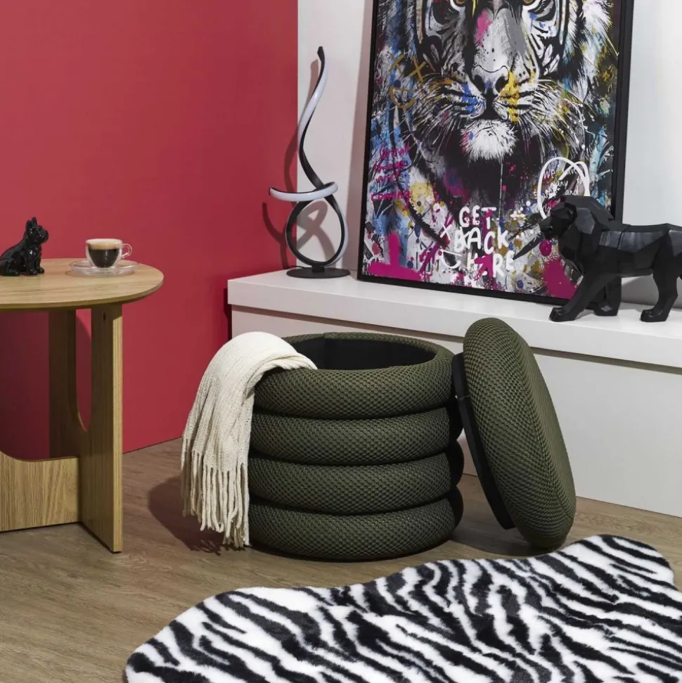 Pufa modułowa z funkcją schowka Kame khaki