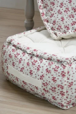 Pufa GINNY 40x40x30 kwiaty czerwone * STOF Outlet