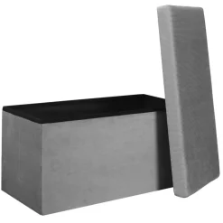 Pufa LINEA welurowa ze schowkiem szara * HowHomely Outlet