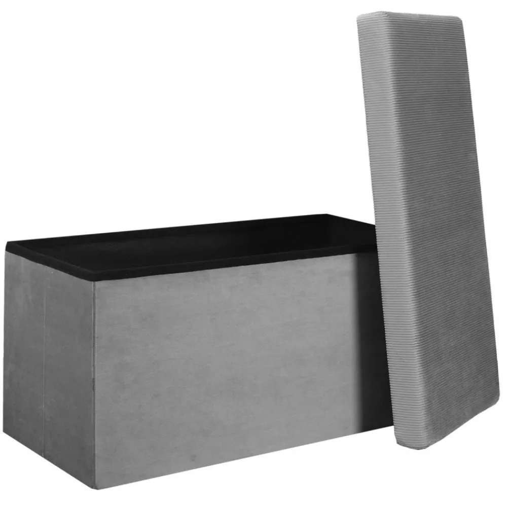 Pufa LINEA welurowa ze schowkiem szara * HowHomely Outlet