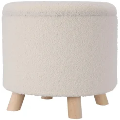Pufa ze schowkiem teddy biała 37x37x40 cm * H&S Decoration Hot