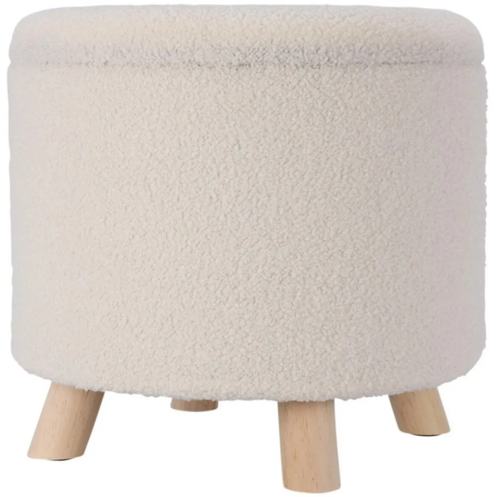 Pufa ze schowkiem teddy biała 37x37x40 cm * H&S Decoration Hot