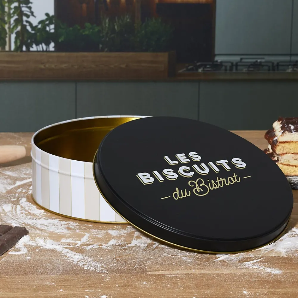 Puszka na ciastka Bistrot beżowe pasy * HowHomely Outlet
