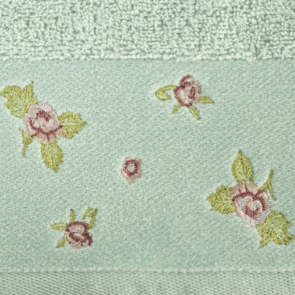 Ręcznik DALIA kwiatowy haft 50x90 cm mięta