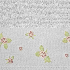 Ręcznik DALIA kwiatowy haft 50x90 cm srebrny