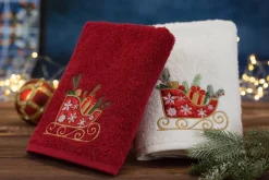 Ręcznik świąteczny SANTA/24 70x140 biały