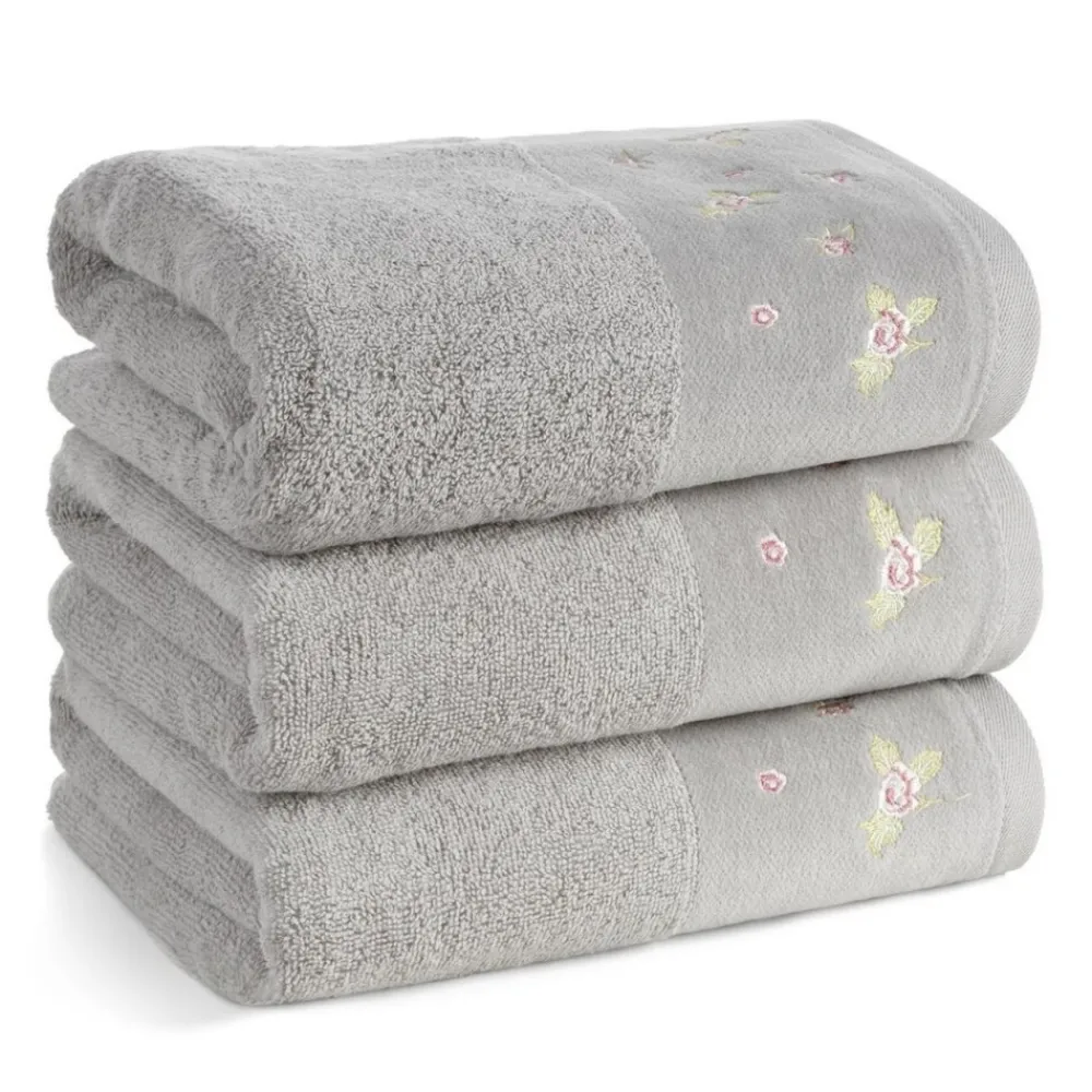 Ręcznik DALIA kwiatowy haft 70x140 cm stalowy * EUROFIRANY B.B. Choczyńscy Sp.J. Discount