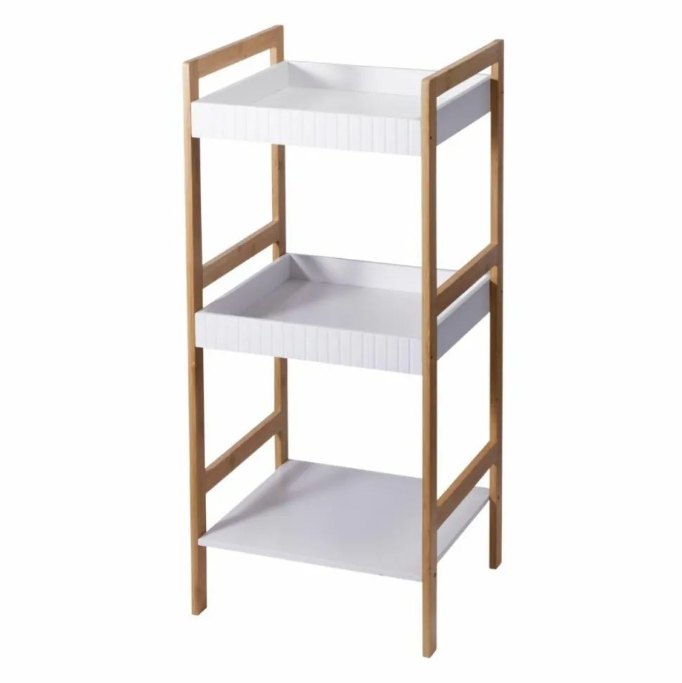 Regał łazienkowy bambusowy z 3 półkami h80cm