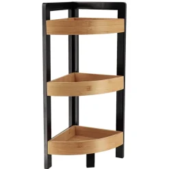 Regał narożny z 3 półkami Black Bamboo