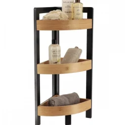 Regał narożny z 3 półkami Black Bamboo