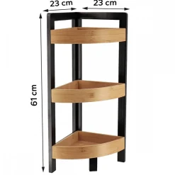 Regał narożny z 3 półkami Black Bamboo