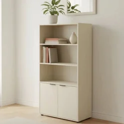 Regał z półkami i zamykanymi szafkami LINORA 59x29x119 cm