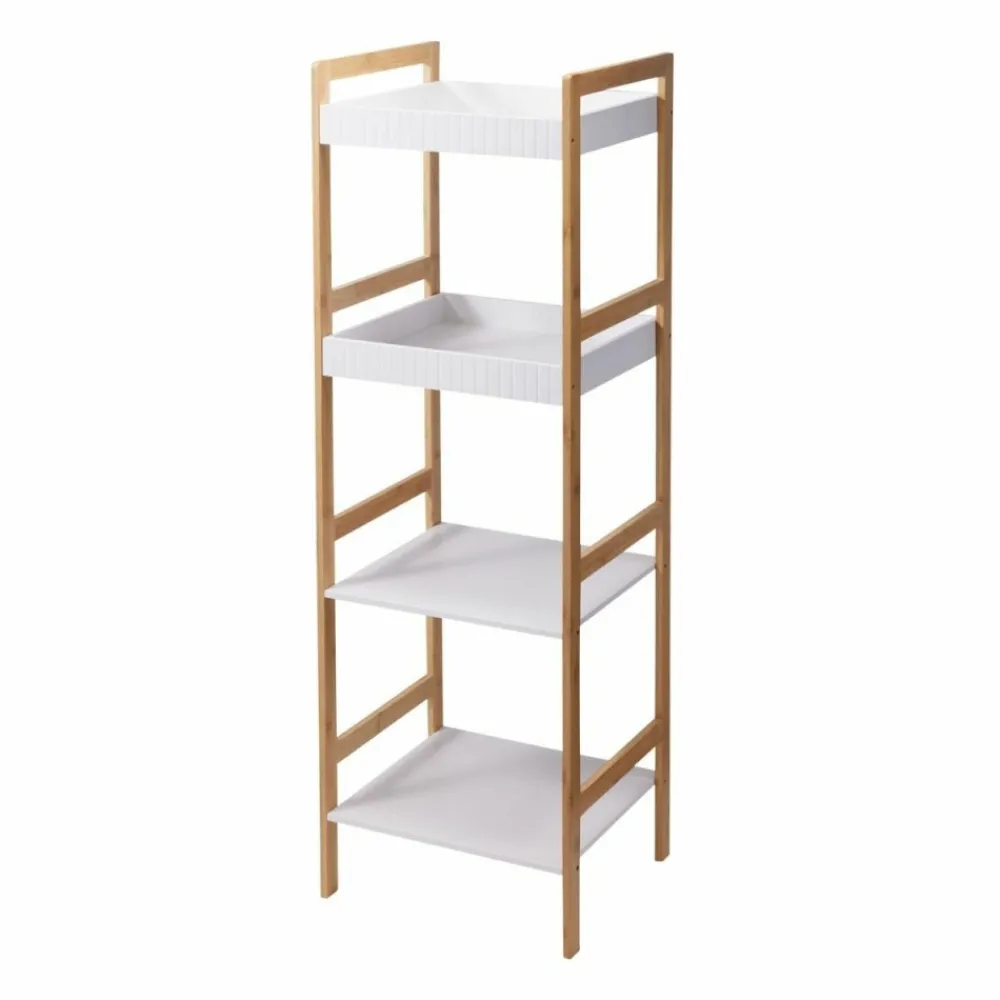 Regał łazienkowy bambusowy z 4 półkami h110cm * HowHomely