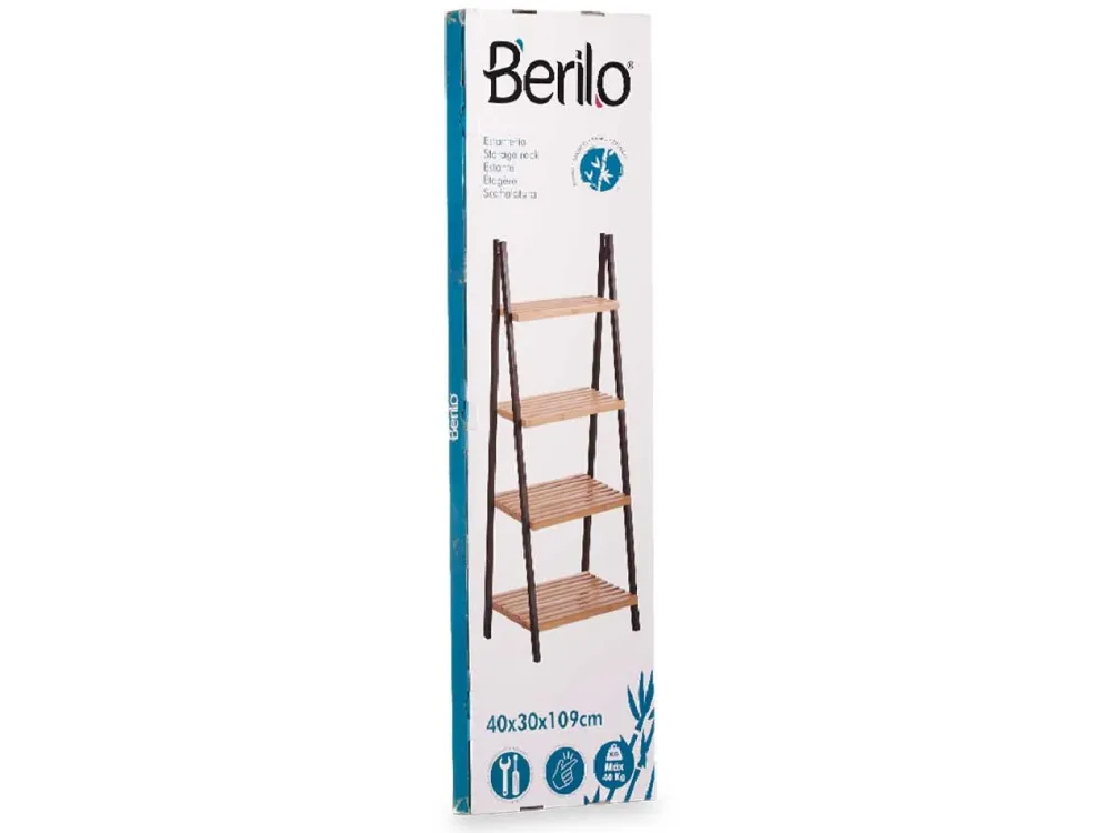 Regał bambusowo-drewniany 4 półki wys 109 cm * BERILO Online