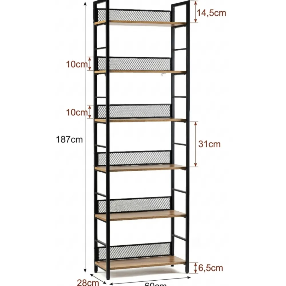 Regał na książki biurowy Arti 6 półek LOFT * HowHomely Outlet