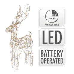 Renifer złoty zdobiony 40 Led 53 cm