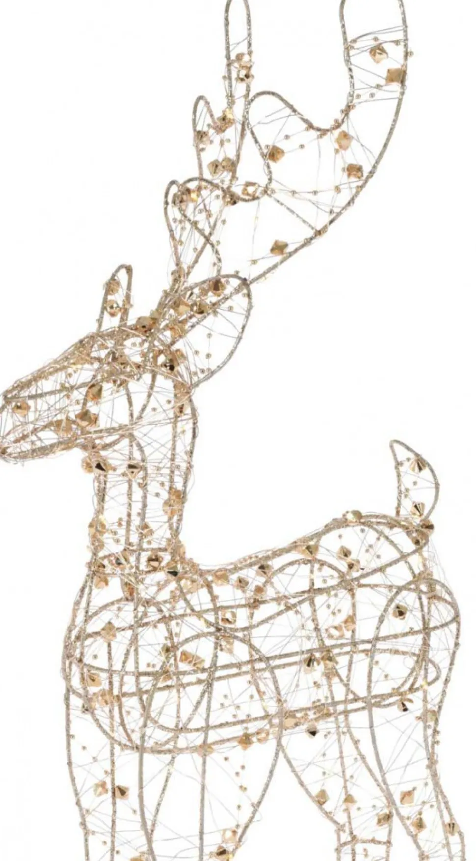 Renifer złoty zdobiony 40 Led 53 cm