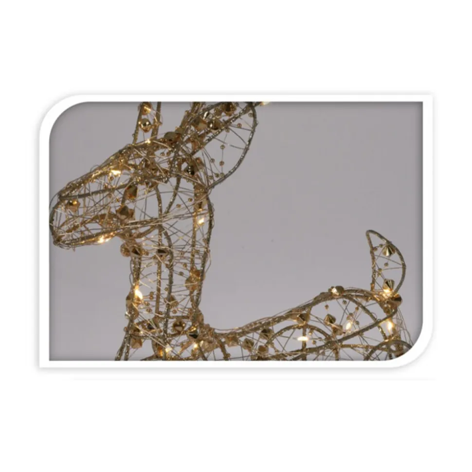 Renifer złoty zdobiony 40 Led 53 cm