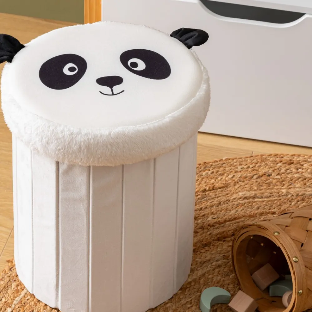 Składana pufa z pokrywką biała Panda * Atmosphera Clearance