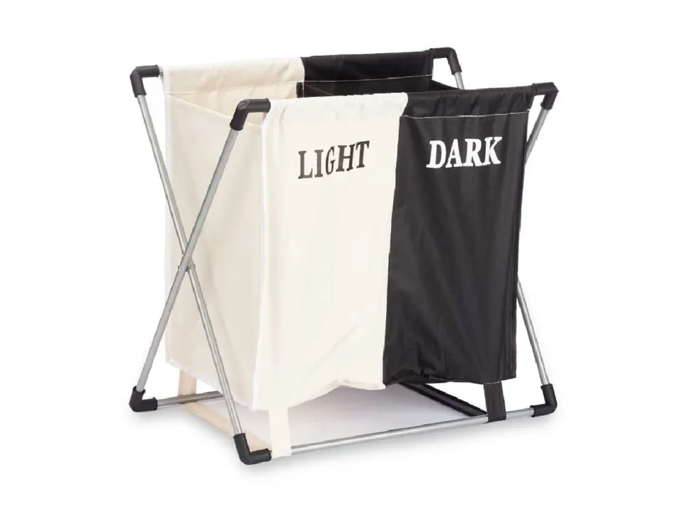 Składany kosz na pranie z 2 komorami - LIGHT / DARK
