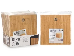 Składany kosz bambusowy front 32×32 cm beż * KIPIT