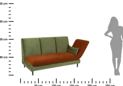 Sofa Matali 3-osobowa zielono-brązowa