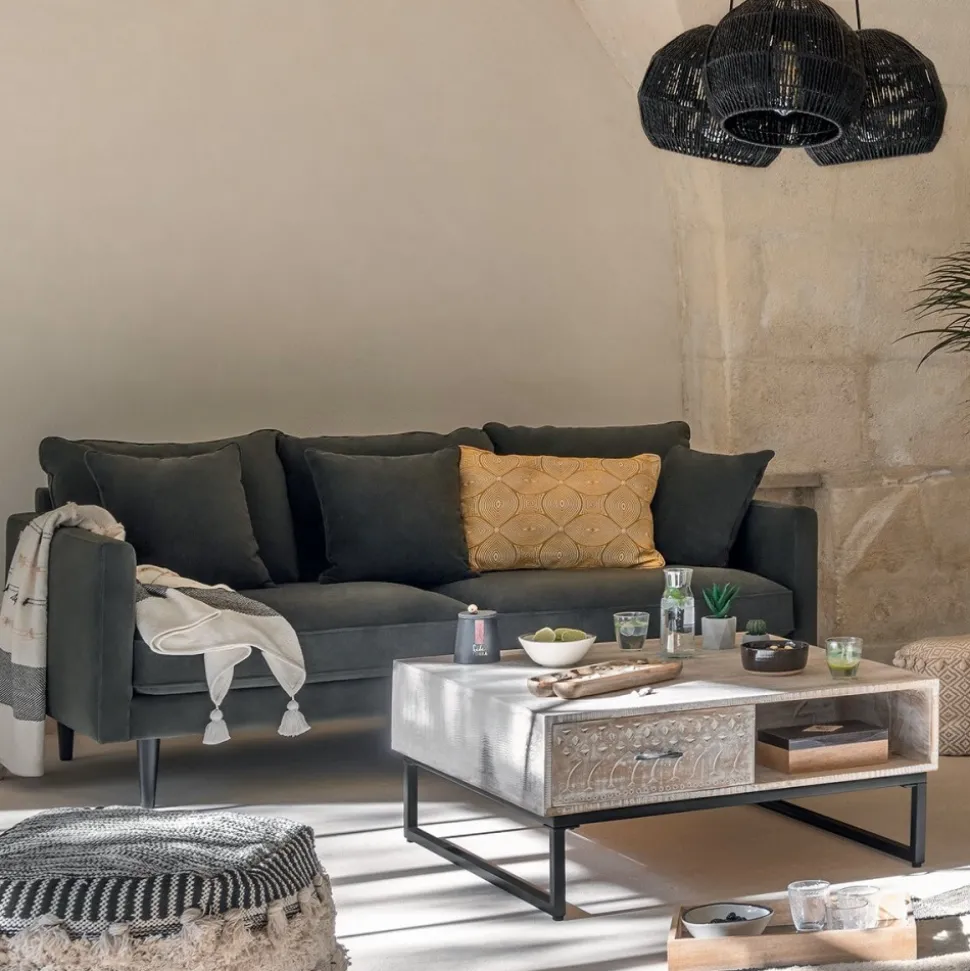 Sofa 3-osobowa Candice velvet khaki